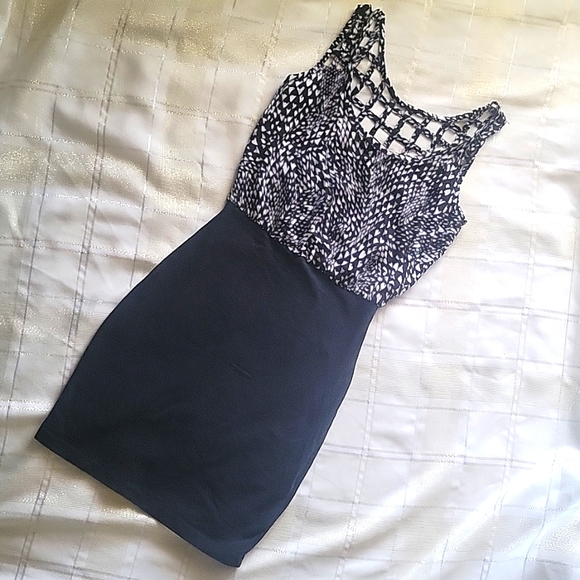 Material Girl Dresses & Skirts - Material Girl Black & White Lattice Back Dress